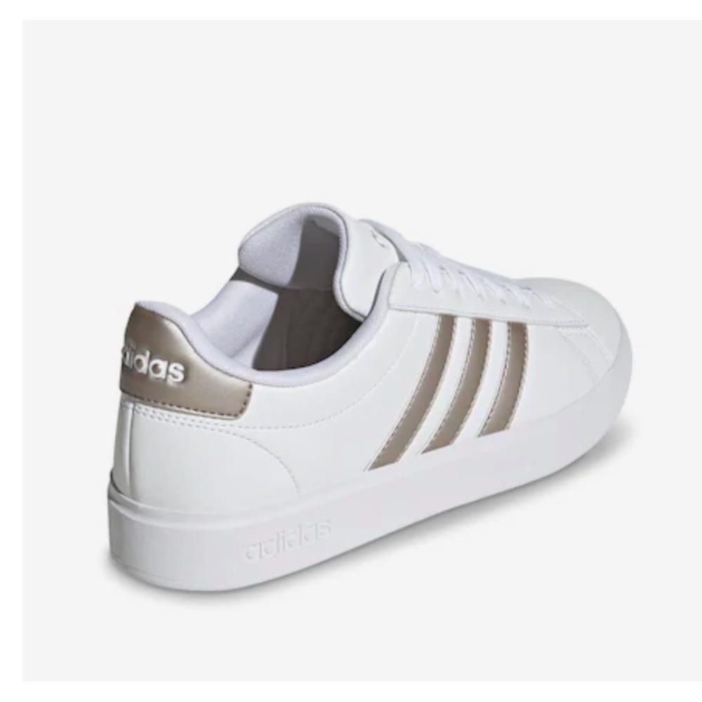 Adidas Women’s Sneakers White w/ Pink/Silver Stripes size 8 - Picture 5 of 5
